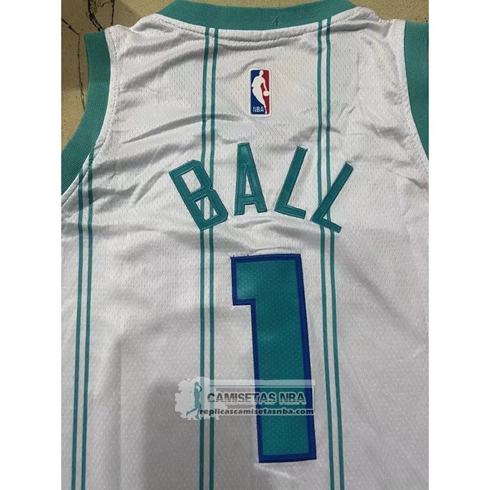 Camiseta Nino Charlotte Hornets LaMelo Ball NO 1 Association 2022-23 Blanco